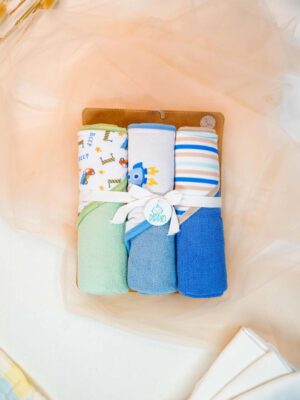 Hooded Towel Gift Set Blue and Green