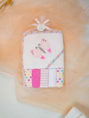 Baby Bubbles Hooded Towel - Pink Butterfly