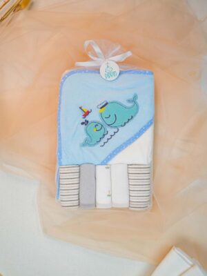 Baby Bubbles Hooded Towel - Blue Whale