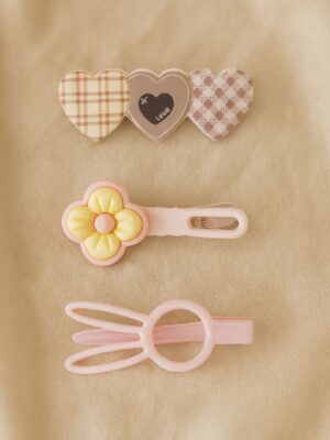Girl Hair Clip set pink- 3 Pcs