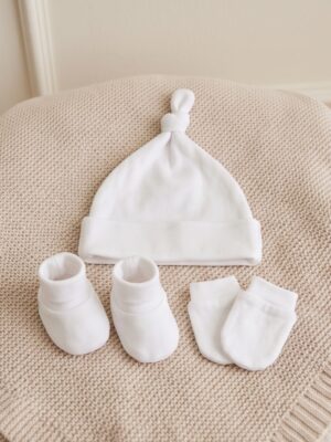 hat, socks, mitten set