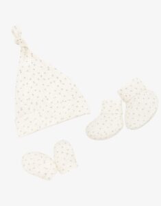 SnugBug newborn hats socks mitten set peach flower