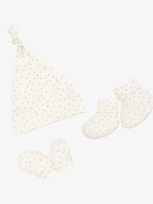 SnugBug newborn hats socks mitten set peach flower