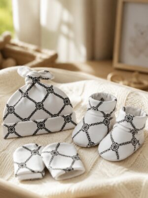 SnugBug Hats, Socks, Mitten Set - White