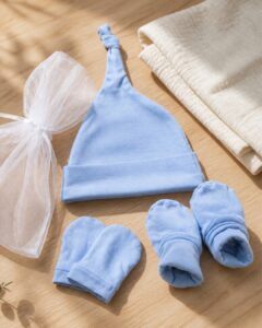 SnugBug Hats, Socks & Mitten Set – Blue