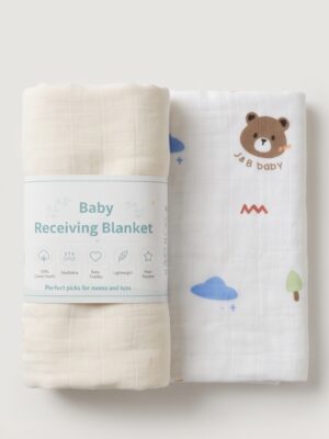 Brown bear receiving blanket