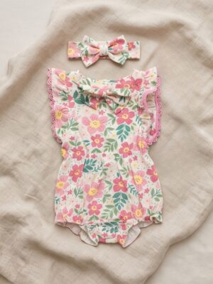 Lace Trim Short Bodysuit Set – Flora