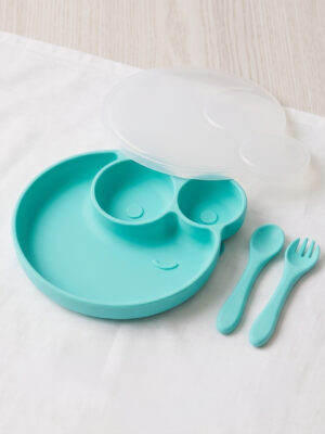Kids Silicone Plate with Lid – Snail Shape